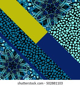 Abstract hand drawn background. Geometric floral pattern. Eastern ornament. Bright print texture. Poster, card, textile, pattern desktop Wallpaper