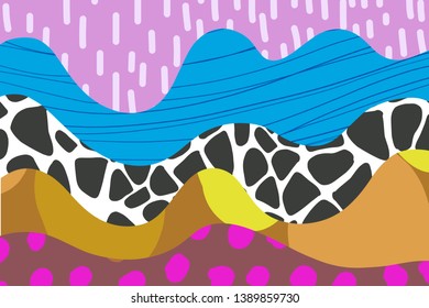Abstract hand drawn background illustration in vibrant colors cartoon style