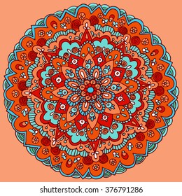 Abstract hand drawn background with mandala. Round ornament pattern. Ornamental mandala.