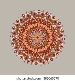 Abstract hand drawn background with mandala. Round ornament pattern. Ornamental mandala. Round ornament. Decoration. Kaleidoscopic floral pattern. Hand drawn mandala. 