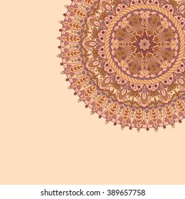 Abstract hand drawn background with mandala. Round ornament pattern. Ornamental mandala. Round ornament. Decoration. Kaleidoscopic floral pattern. Hand drawn mandala.
