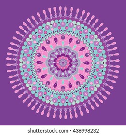 Abstract hand drawn background with mandala. Round ornament pattern. Ornamental mandala. Ornamental mandala. Decoration. Kaleidoscopic floral pattern. Hand drawn mandala.