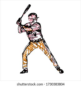 Abstract hand drawn baseball batter.