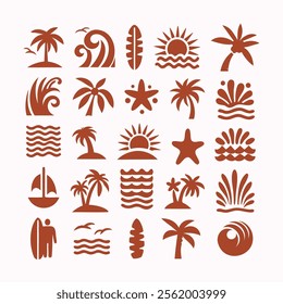 abstract hand drawn beach design element collection