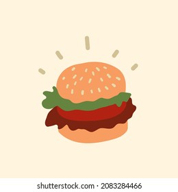 Ilustración De Gran Burger De Mano Abstracta, Ilustración Del Vector De Imágenes Clip.