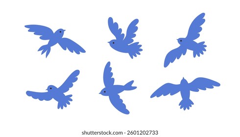 Abstract hand drawn birds. Vector illustration in simple minimal style. Nordic, Scandinavian drawing