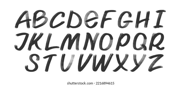 Abstract hand drawn black font design, alphabet letters in graffiiti style vector illustration