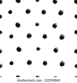 Abstract Hand Drawn Black Ink Polka Dot Pattern