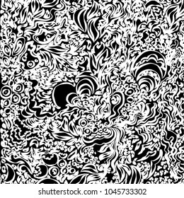 Abstract hand drawn black and white doodle background