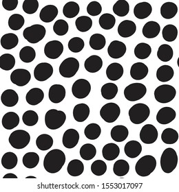 Abstract hand drawn black and white seamless pattern. Black dots cartoon texture. Drops sketch illustration. Flat background vector design