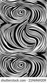Abstract hand drawn black and white  wavy pattern. Winding water flow like a zebra pattern.