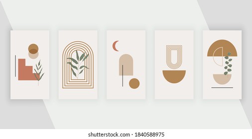 Resumen boho dibujado a mano da forma al diseño de las historias en los medios sociales banners