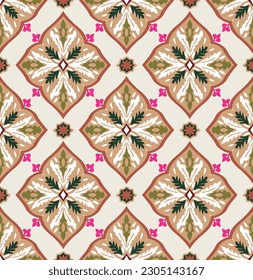 Abstract Hand Drawn Boho Style Ethnic Damask Pattern Seamless Vector Design Trendy Fashion Colors Perfect for Allover Fabric Print or Wrapping Paper Milky Brown Beige Tones