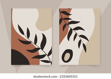 Abstract hand drawn boho wall art in flat design. Vector art print, wall decor.