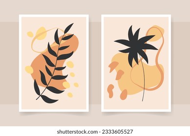 Abstract hand drawn boho wall art in flat design. Vector art print, wall decor.
