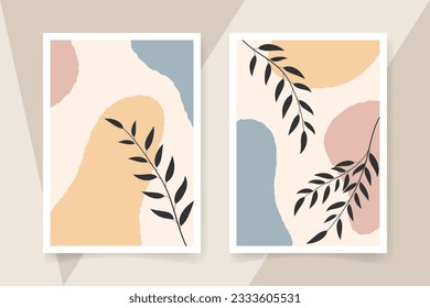 Abstract hand drawn boho wall art in flat design. Vector art print, wall decor.
