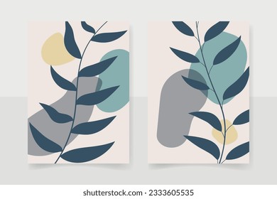 Abstract hand drawn boho wall art in flat design. Vector art print, wall decor.