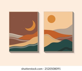 Abstractas dibujado a mano arte de pared Boho diseño mínimo