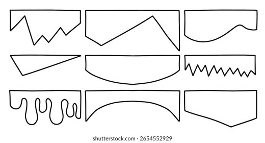 colección Abstractas de Formas fronterizas dibujadas a mano. Colección de Plantillas de forma divisoria. Cabezal separador moderno para Sitio web y App