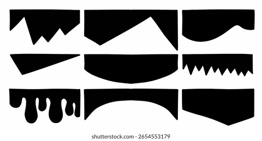 Abstract hand drawn border shapes collection. Collection of dividers shape templates. Modern separator header for website and app