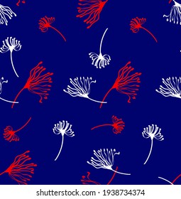 Abstract Hand Drawn Branches and Leaves Seamless Vector Pattern Isolated Background
