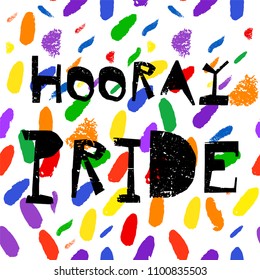 Abstract Hand Drawn Brush Paint Strokes like confetti pattern. Pride concept colors