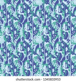 Abstract hand drawn brush stroke shapes seamless pattern texture Speed style art with blue background. Trendy creative.