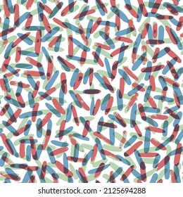 Abstract hand drawn brush stroke shapes seamless pattern,Abstract Seamless Vector Patterns. Cute red, Blue, Pale Green and dark red Brush Spots on a White  Background.