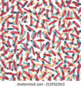 Abstract hand drawn brush stroke shapes seamless pattern,Abstract Seamless Vector Patterns. Cute red, Blue, Pale Green and orange Brush Spots on a White  Background.