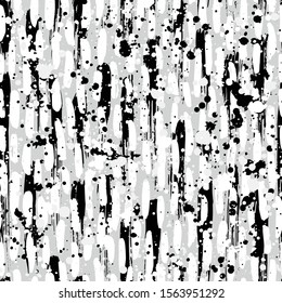 Abstract hand drawn brush strokes and paint splashes textures, seamless pattern