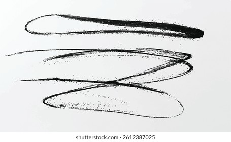 Abstract hand drawn brush strokes. Black Brush stroke on white background. Brush stroke and texture.	