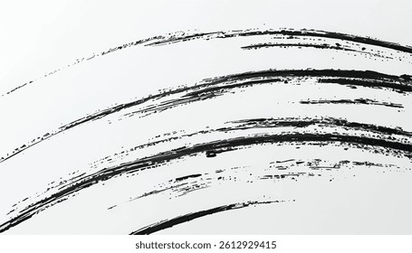 Abstract hand drawn brush strokes. Black Brush stroke on white background. Brush stroke and texture.	