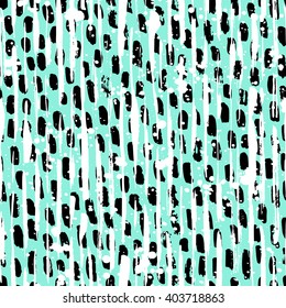 Abstract hand drawn brush strokes and paint splashes textures, seamless pattern
