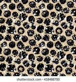 Abstract hand drawn brush strokes and paint splashes textures, seamless pattern