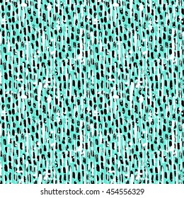 Abstract hand drawn brush strokes and paint splashes textures, seamless pattern