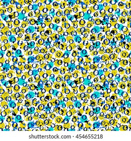 Abstract hand drawn brush strokes and paint splashes textures, seamless pattern