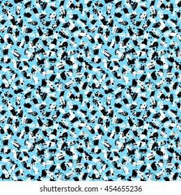 Abstract hand drawn brush strokes and paint splashes textures, seamless pattern