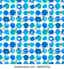 Abstract hand drawn brush strokes and paint splashes textures, seamless pattern