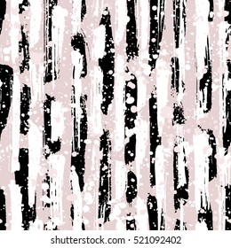 Abstract hand drawn brush strokes and paint splashes textures, seamless pattern