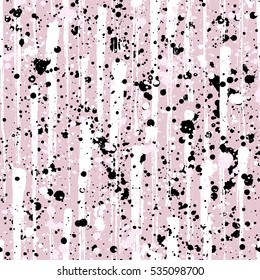 Abstract hand drawn brush strokes and paint splashes textures, seamless pattern