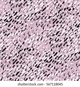 Abstract hand drawn brush strokes and paint splashes textures, seamless pattern