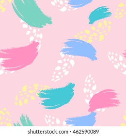 Abstract hand drawn brushstroke shapes seamless pattern 