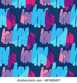 Abstract hand drawn brushstroke shapes seamless pattern .