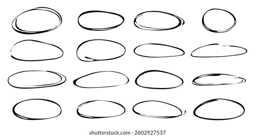 Abstract Hand Drawn Bubble Circles Set. Grunge Design Element for Sale Banners, Web, Posters, Covers, Labels. Vector Illustration. Not AI