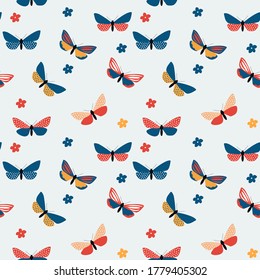 Abstract Hand Drawn Butterfly seamless pattern. Vector Illustration EPS10