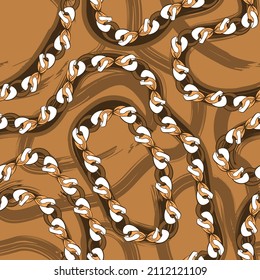 Abstract Hand drawn chain   themed seamless print pattern.