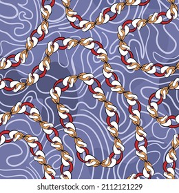 Abstract Hand drawn chain   themed seamless print pattern.