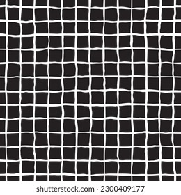 Abstract hand drawn check textures made with gouache. Black grunge checkers vector background