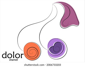 Abstract hand drawn cherry vector artistic logo isolated on white. Line art artistic illustration with texture. Retro flat colors organic natural Eco food design. Organic healthy vegan doodle.