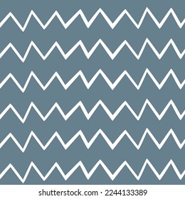 Abstract hand drawn childish style Seamless vector pattern of white zigzag lines on a gray background.